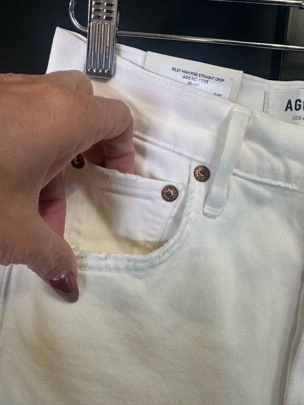 #205- NEW Agolde Riley High Rise White Straight Crop - Comfort Stretch Jeans - Picture 11 of 15